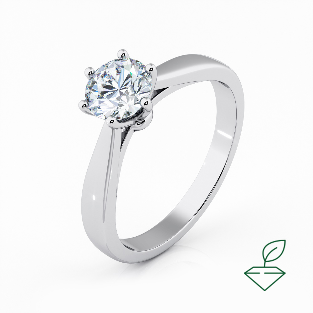 Помолвочное кольцо из белого золота с выращенным бриллиантом (арт.0213-1180) - Aurora Siberica