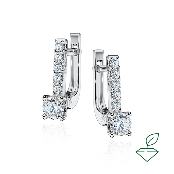 Серьги из белого золота с выращенными бриллиантами (арт.0283-1288) - Aurora Siberica
