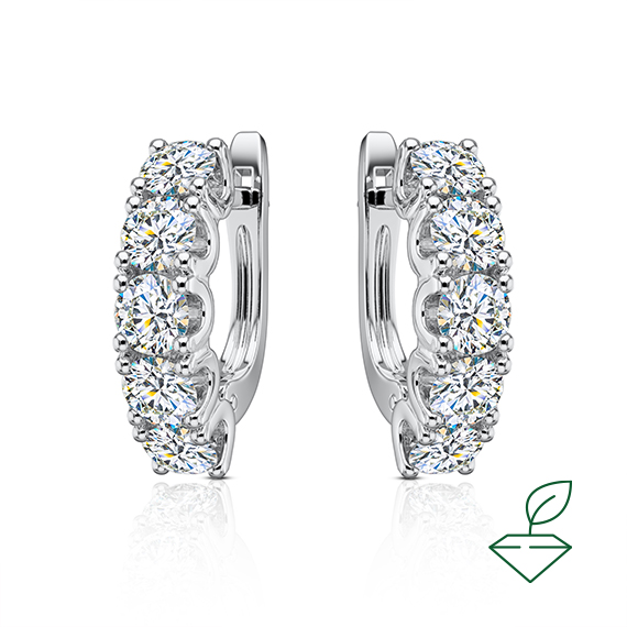Серьги из белого золота с выращенными бриллиантами (арт.0725-1280) - Aurora Siberica