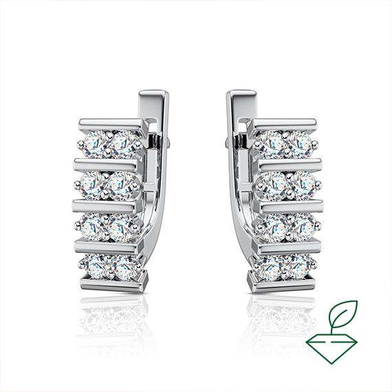 Серьги из белого золота с выращенными бриллиантами (арт.0638-1280) - Aurora Siberica