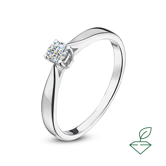 Кольцо из белого золота с выращенным бриллиантом (арт.0007-1180) - Aurora Siberica