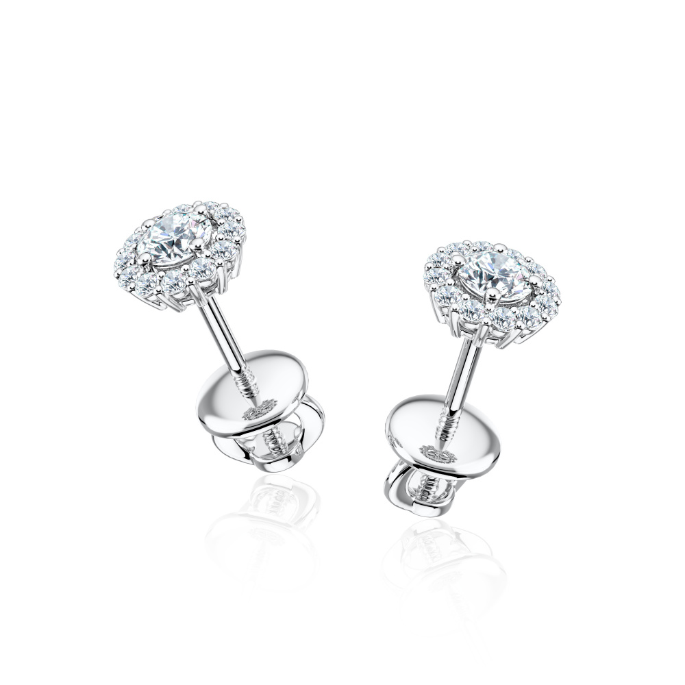 Серьги-пусеты из белого золота с якутскими бриллиантами (арт.0401-1411)