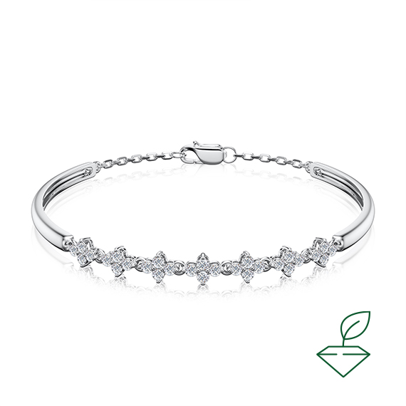 Браслет из белого золота с выращенными бриллиантами (арт.0395-1680) - Aurora Siberica